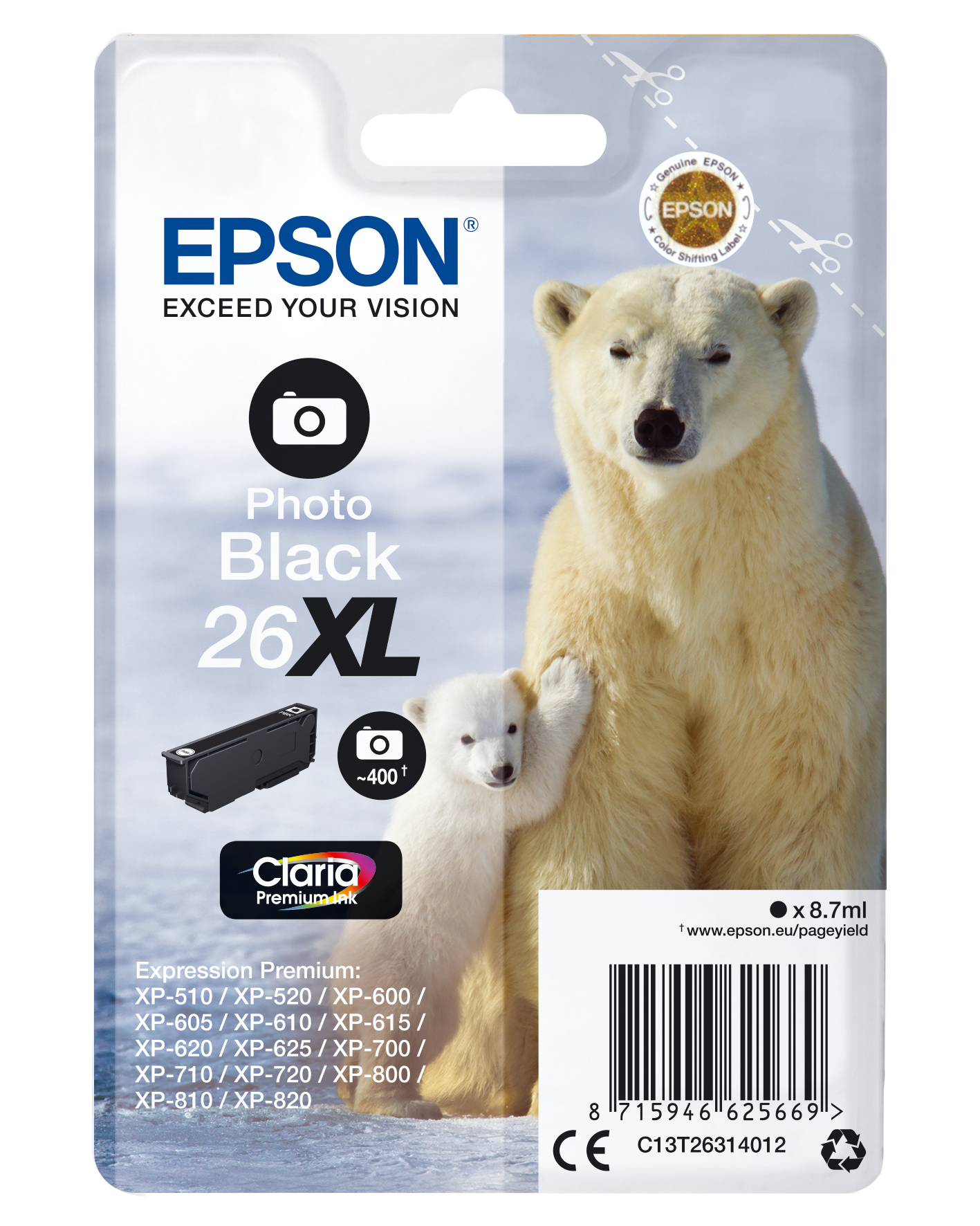 Image of Epson C13T26314012/26XL Ink cartridge foto black high-capacity XL,...