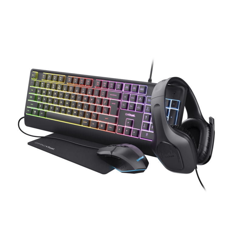 Trust GXT 792 QUADROX keyboard Mouse included Gaming USB French Black