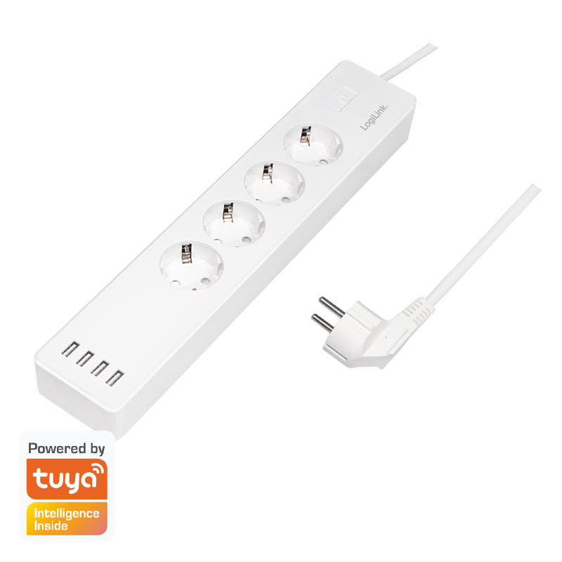 Image of LogiLink WiFi Smart Outlet strip, 4 safety sockets, Tuya...