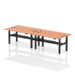 Dynamic Air Back-to-Back W1800 x D600mm Height Adjustable Sit Stand 4 Person Bench Desk With Cable Ports Beech Finish Black Frame - HA02538 DD