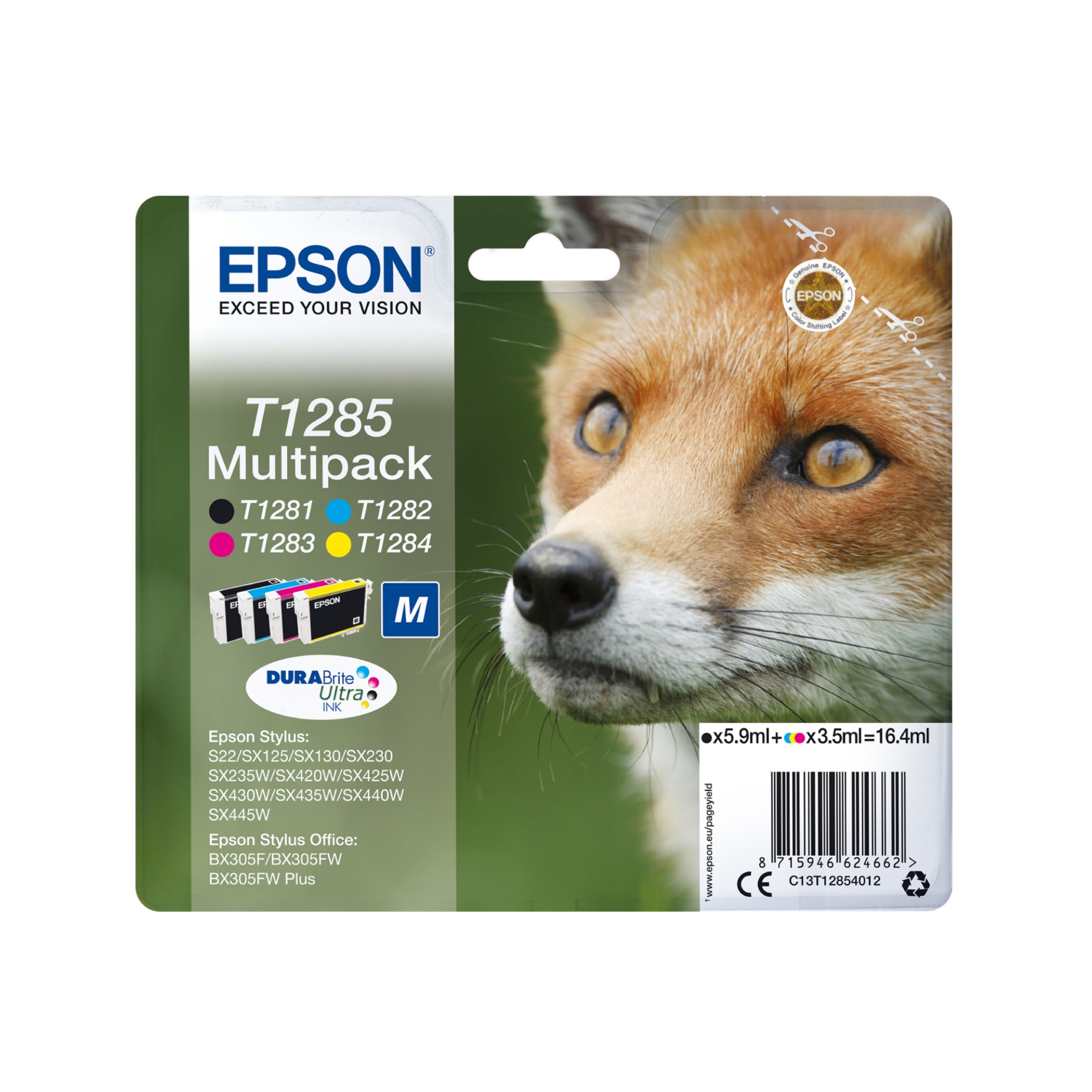 Epson C13t12854012/T1285 Ink Cartridge Multi Pack Bk.c.m.y 5.9 Ml + 3X