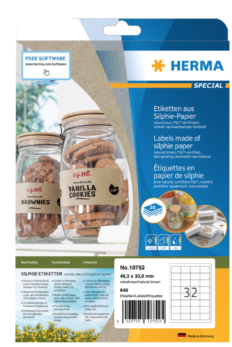 HERMA 10752 self-adhesive label Rectangle Permanent Brown 640 pc(s)
