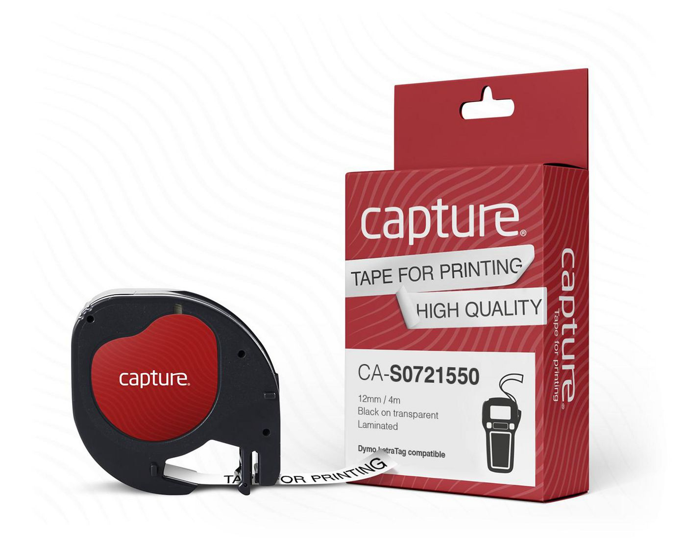 Capture CA-S0721550 label-making tape Black on transparent